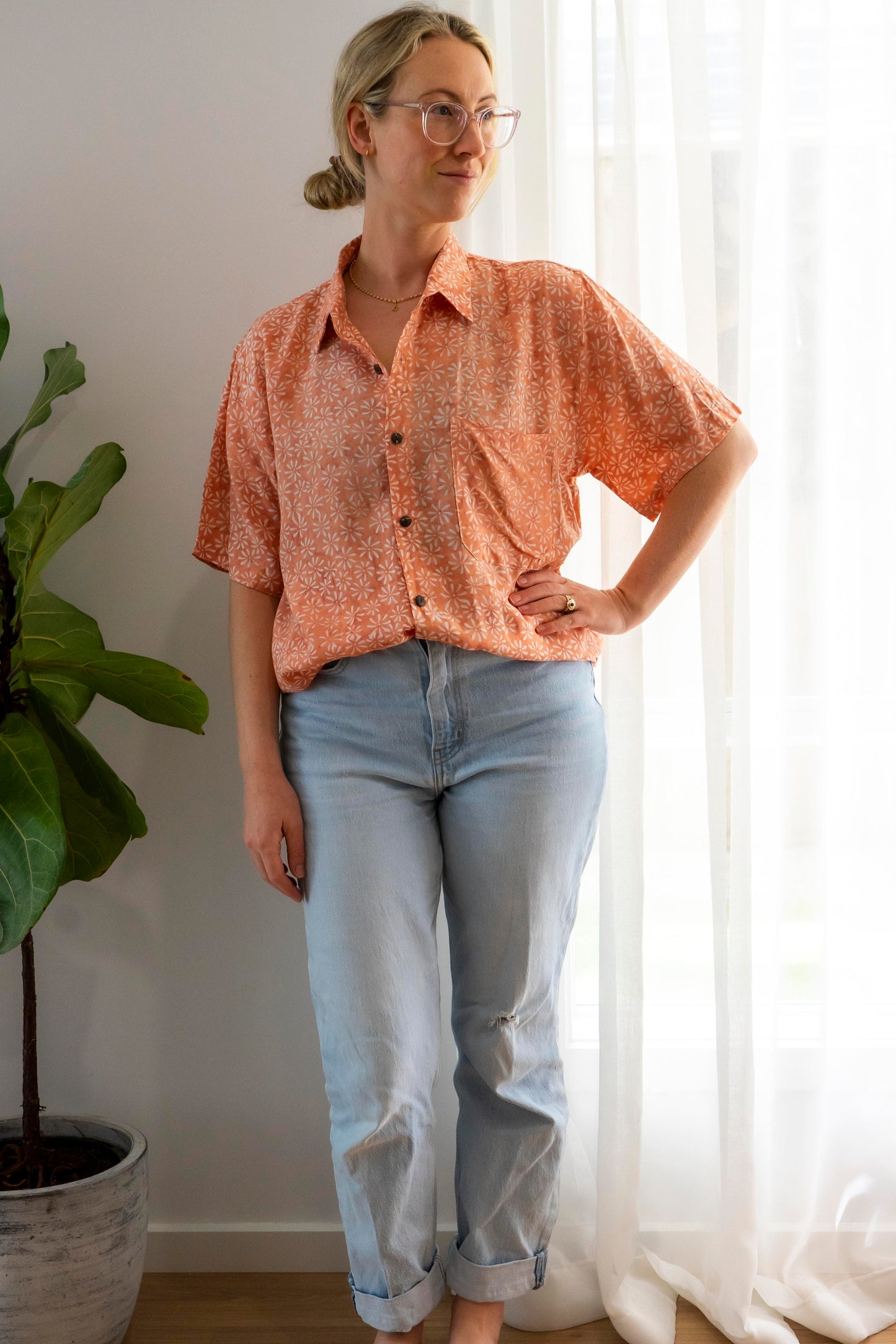 Unisex Batik Shirt- Pink Floral