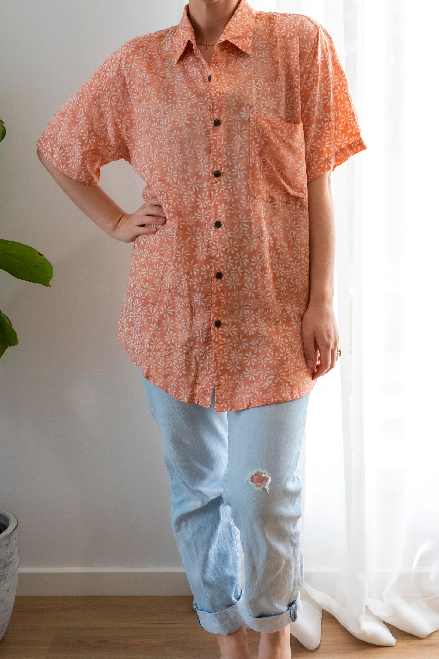 Unisex Batik Shirt- Pink Floral