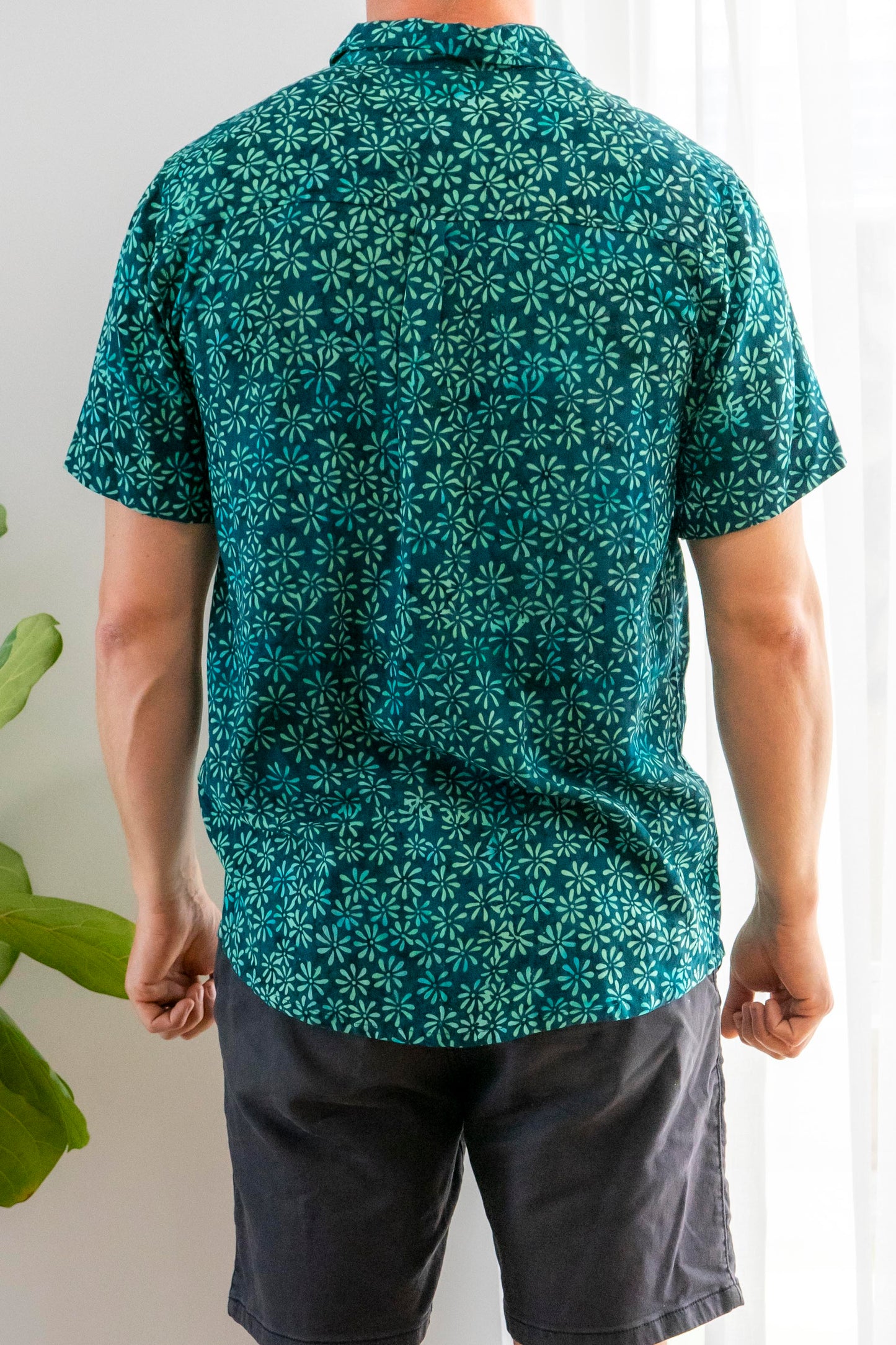 Unisex Batik Shirt- Green Floral