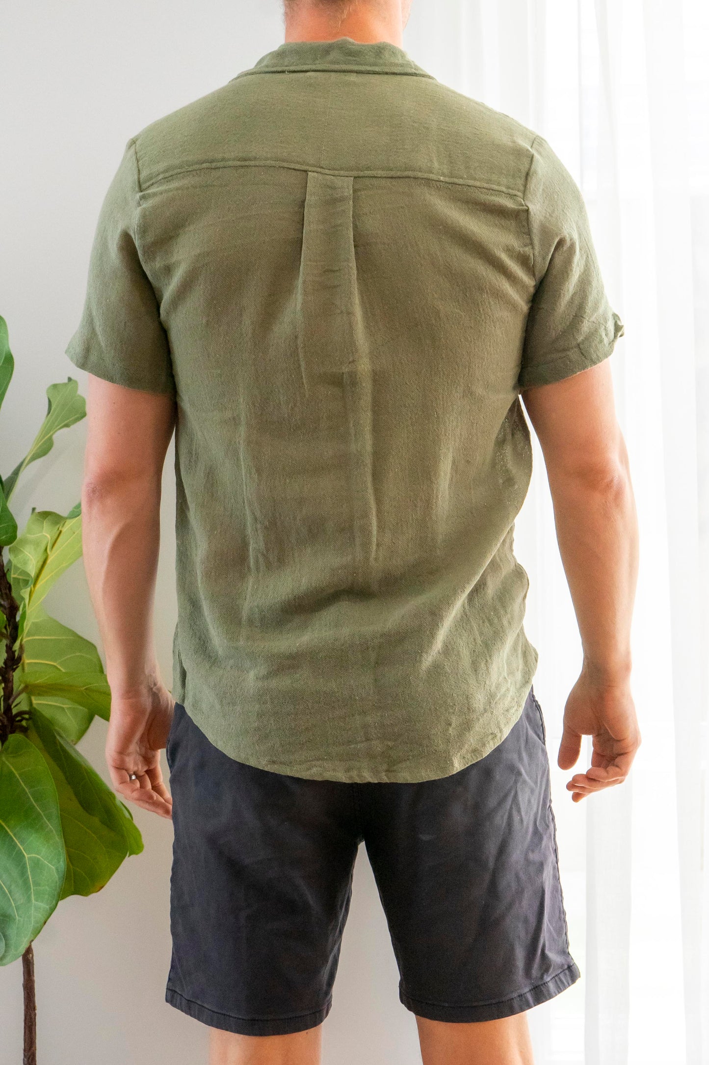 Ramie Unisex Short Sleeve Shirt- Green