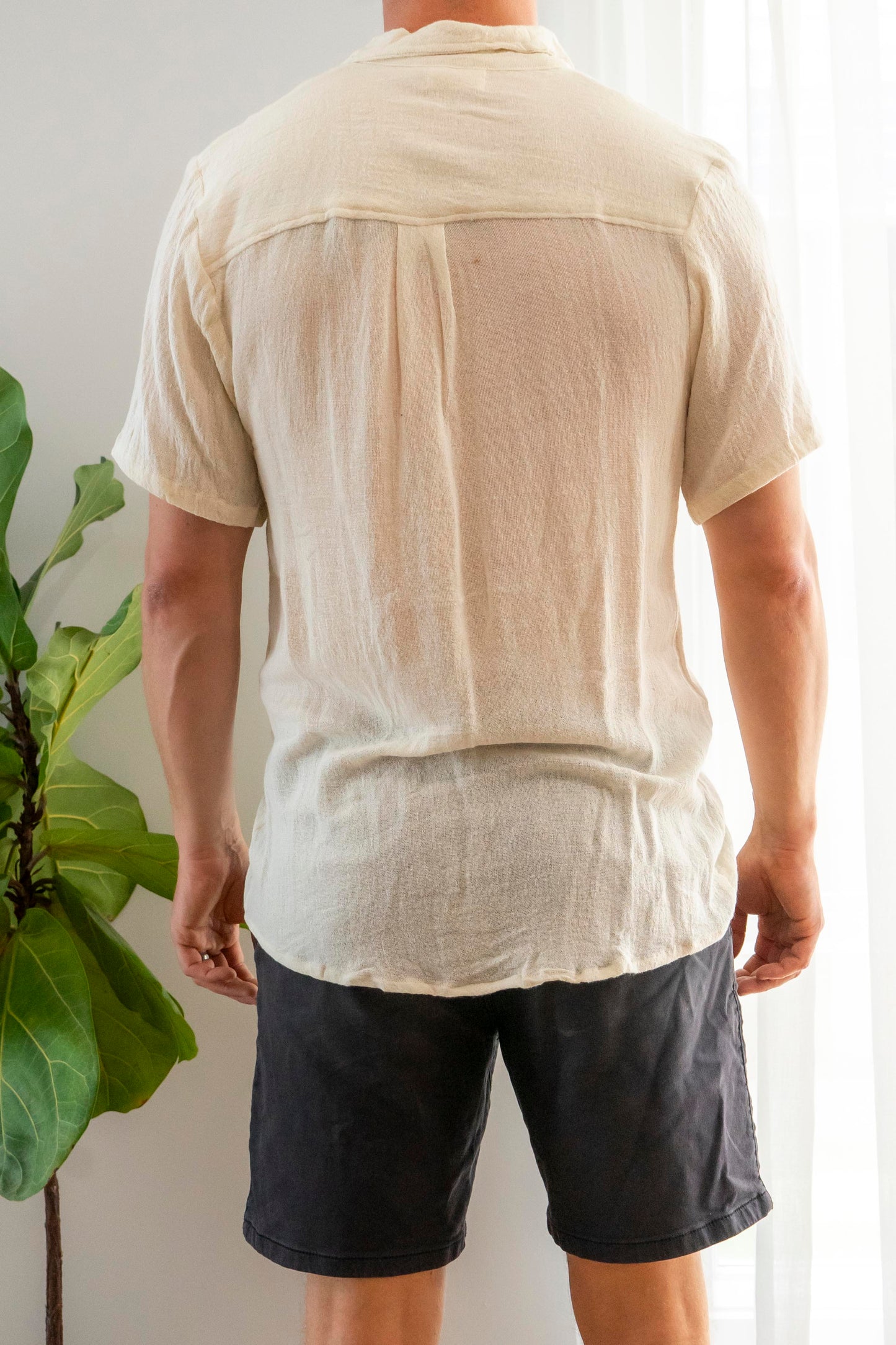 Ramie Unisex Short Sleeve Shirt- Natural