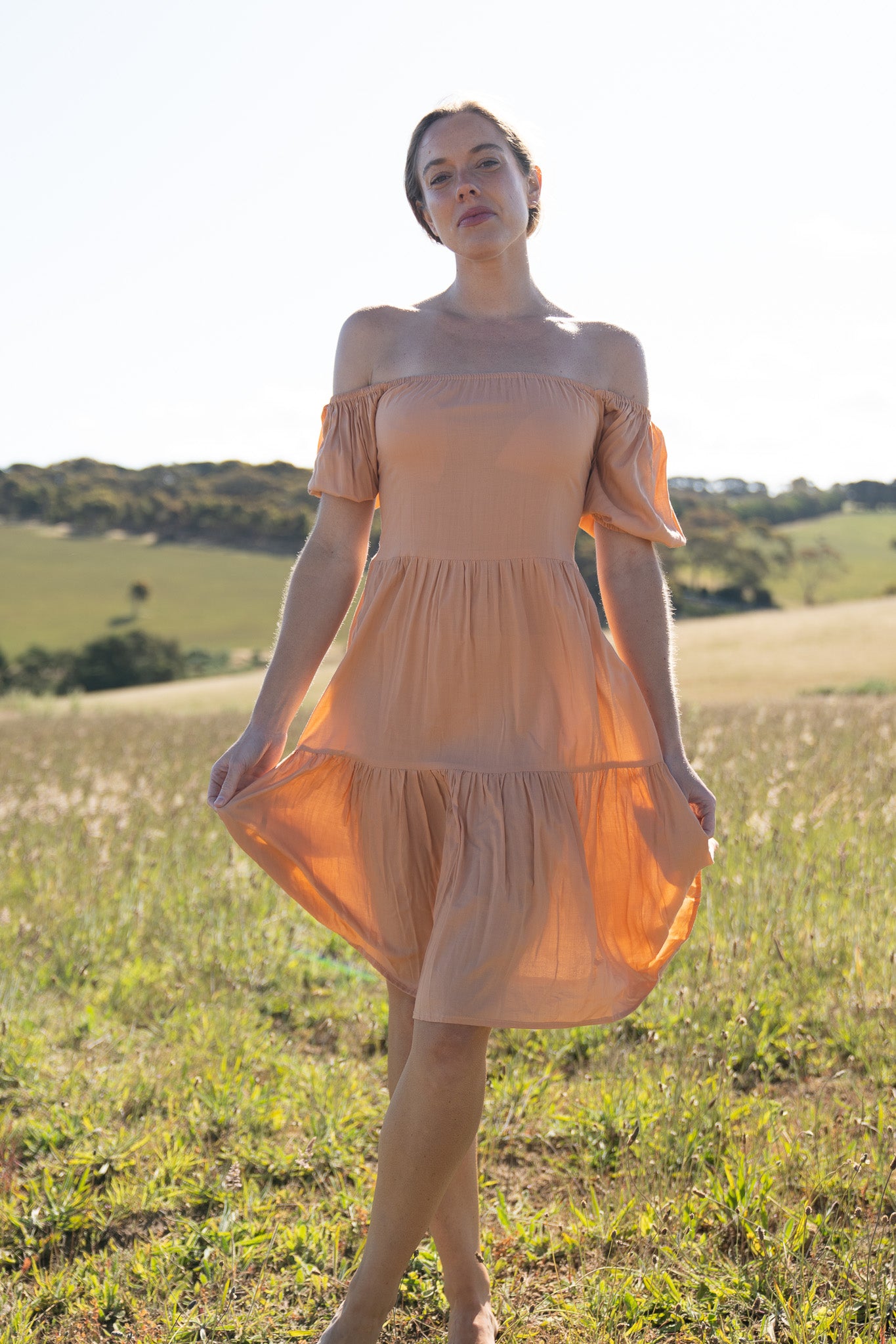 Audrey Dress- Apricot Eyota Clothing Audrey Dress- Apricot Eyota Clothing