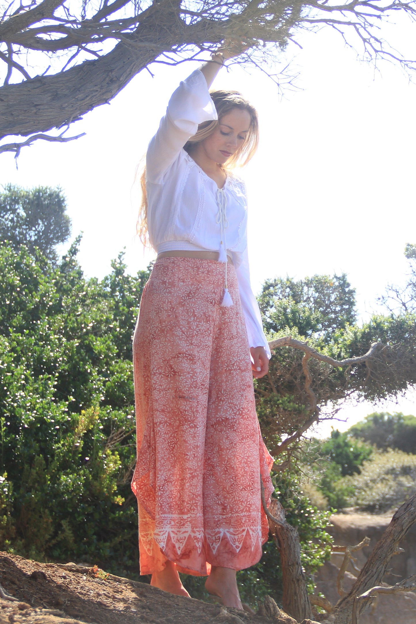 Wanderer Flares- Faded Pink Floral