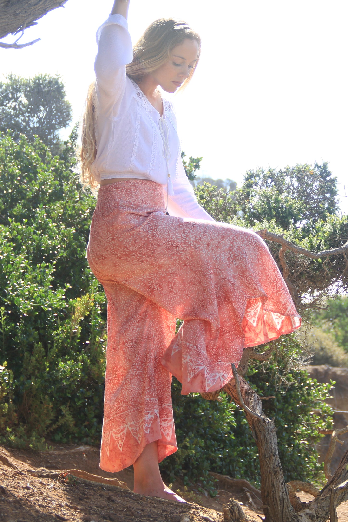 Wanderer Flares- Faded Pink Floral