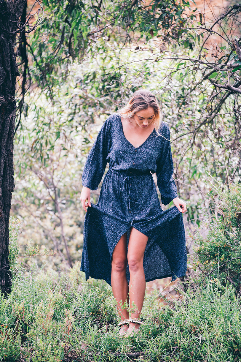Native Duster/Dress- Charcoal