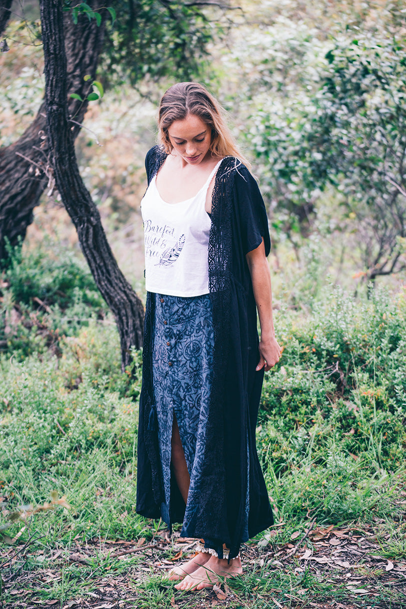 Chelsea Lace Kimono- Black Eyota Clothing Chelsea Lace Kimono- Black Eyota Clothing