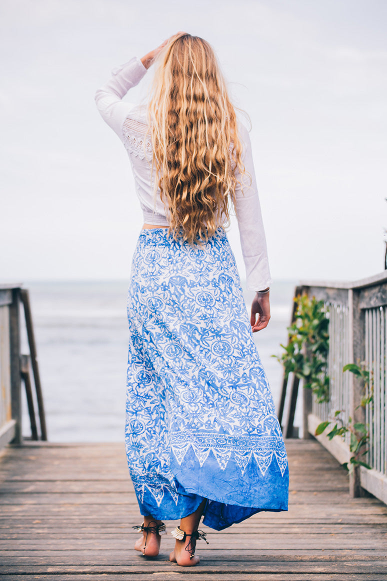 Lani Skirt- Blue/White