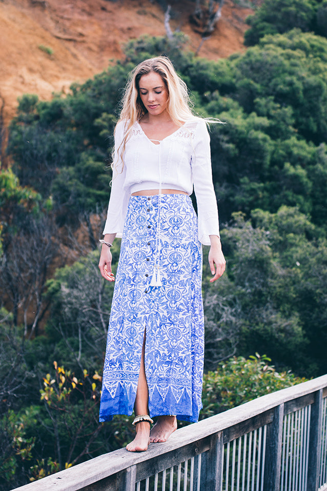 Lani Skirt- Blue/White