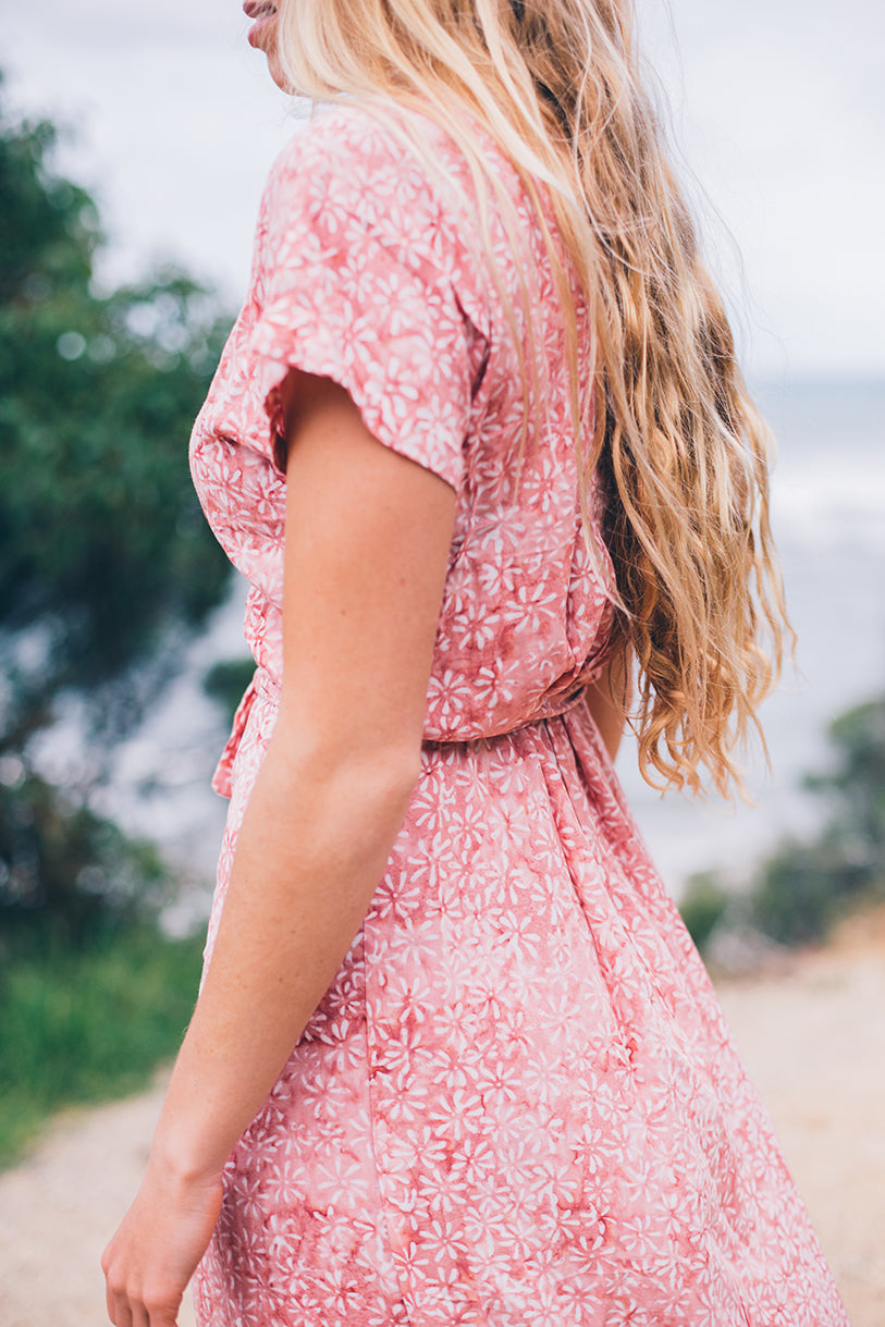 Meg Wrap Dress- Faded Pink