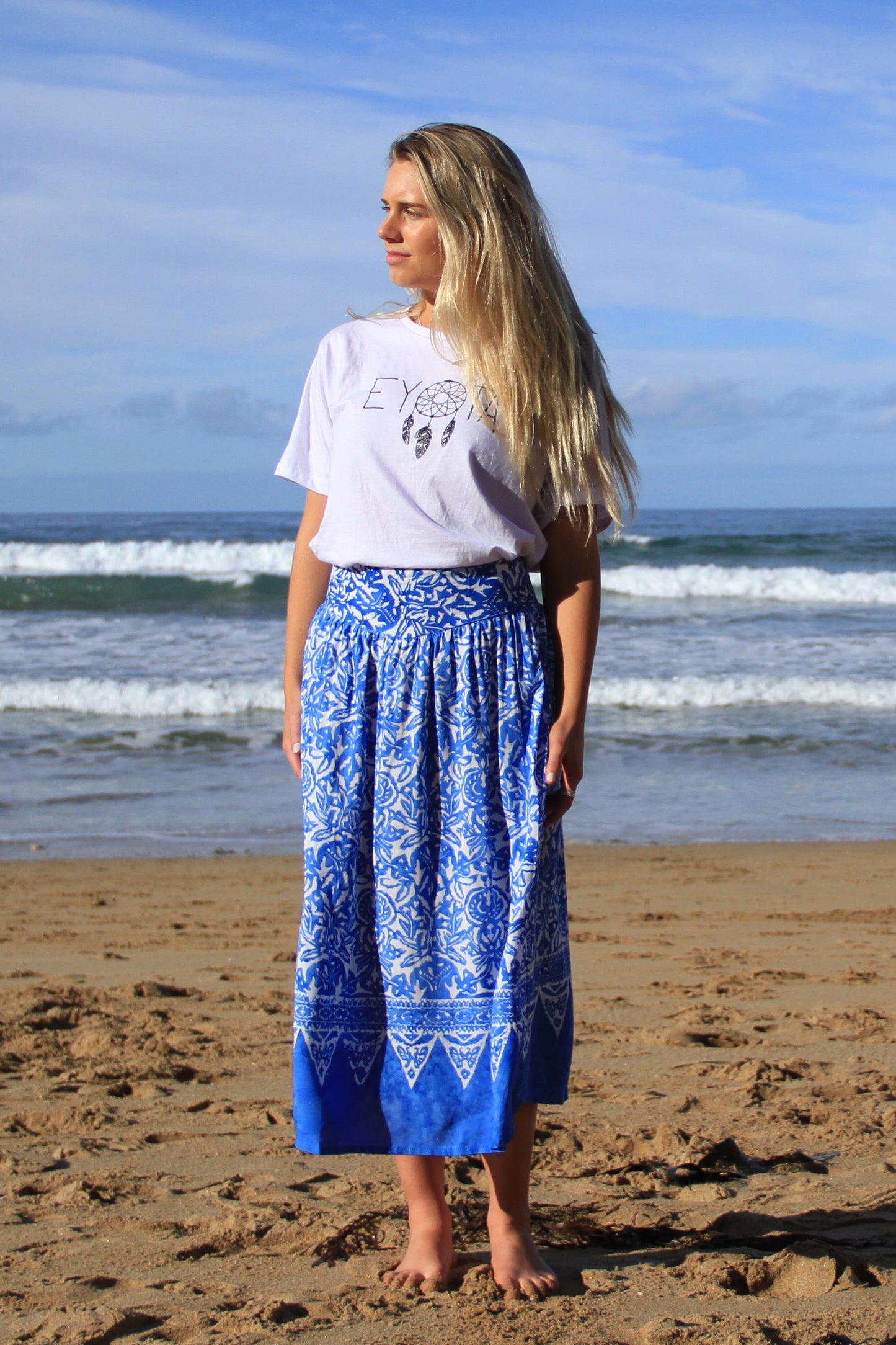 Boho Skirt- Delft Blue