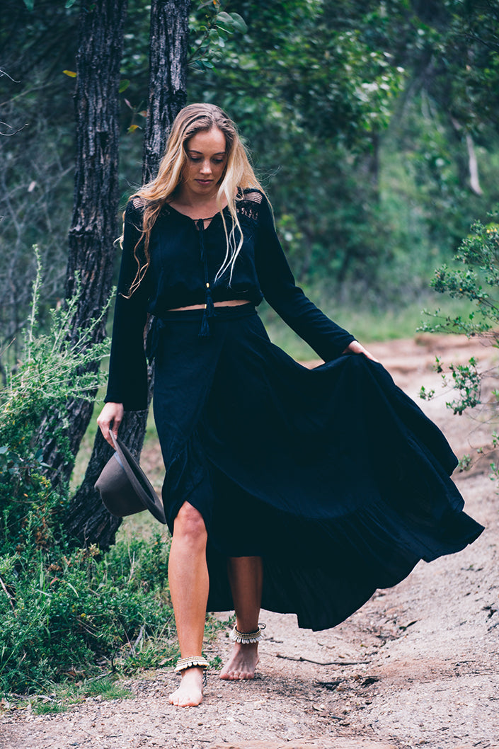 Takisha Wrap Skirt- Black