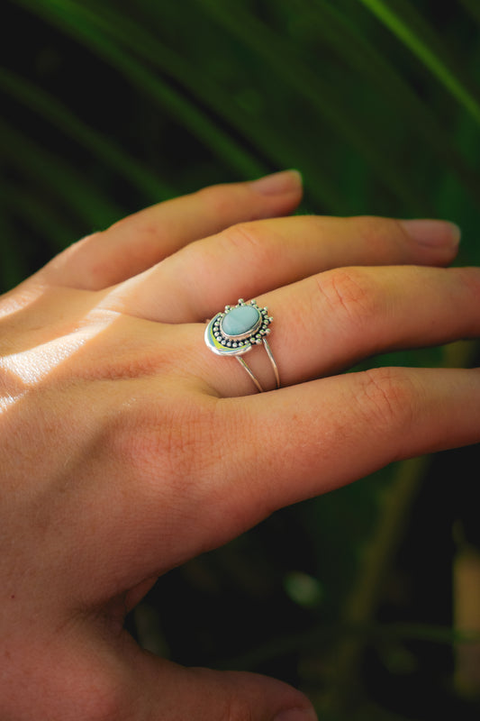 Larimar Moon Ring Silver