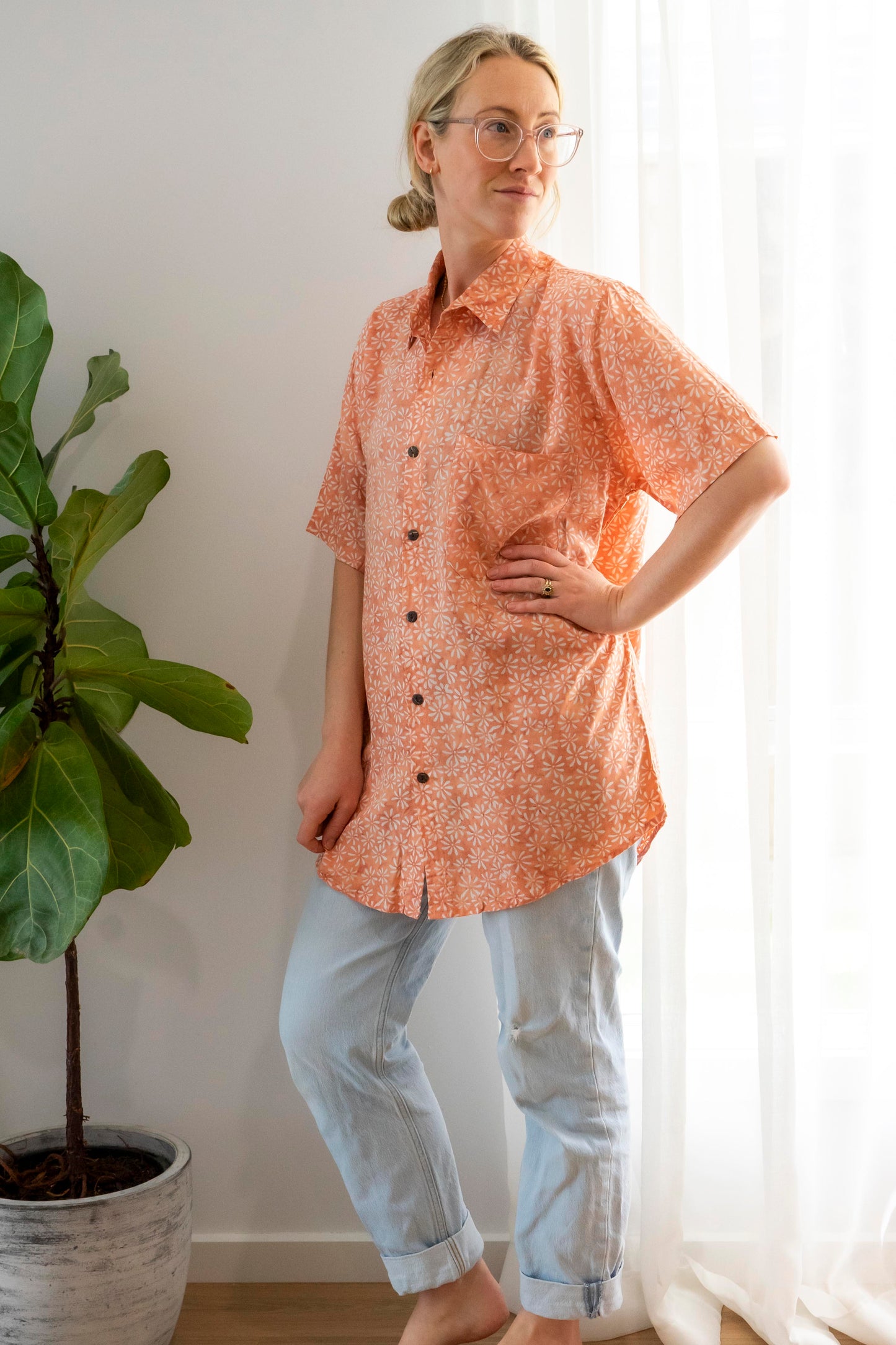 Unisex Batik Shirt- Pink Floral
