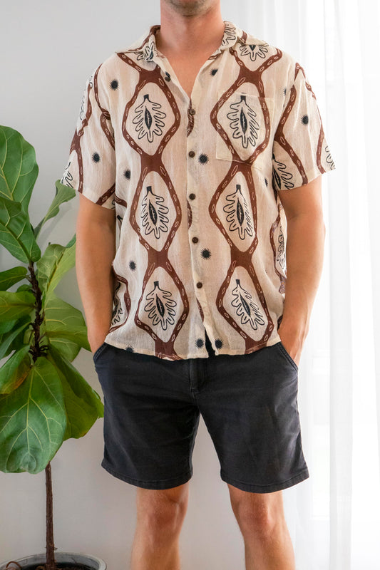 Ramie Unisex Short Sleeve Shirt- Nature Print