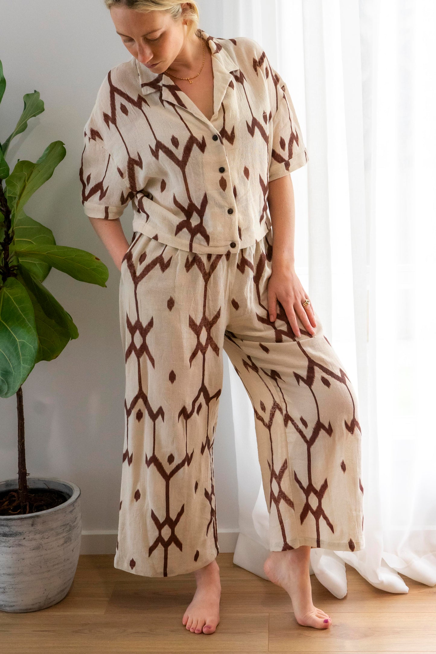 Ramie Pants- Ikat Print