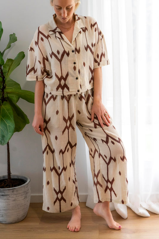 Ramie Pants- Ikat Print