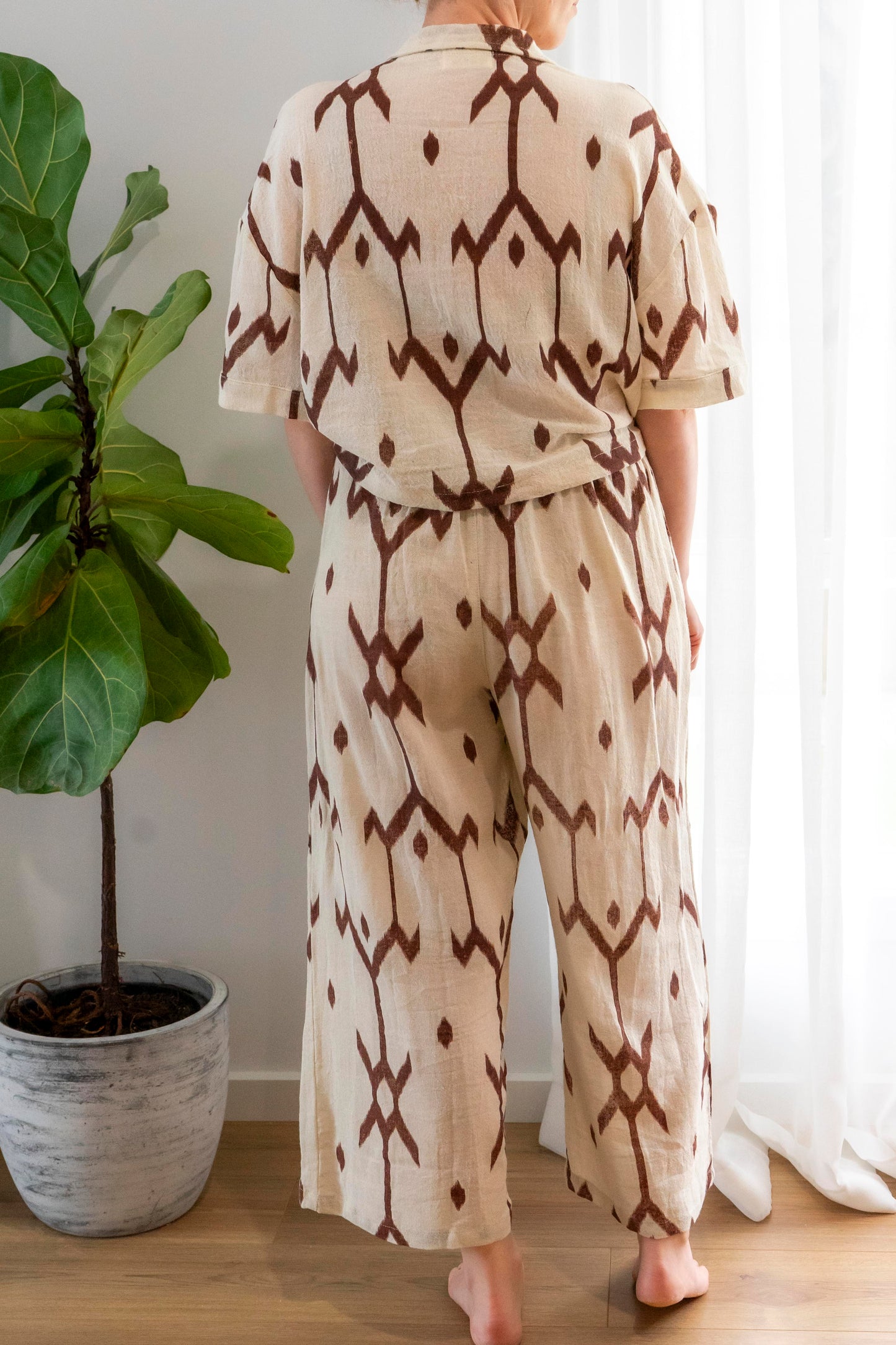 Ramie Crop Shirt- Ikat Print