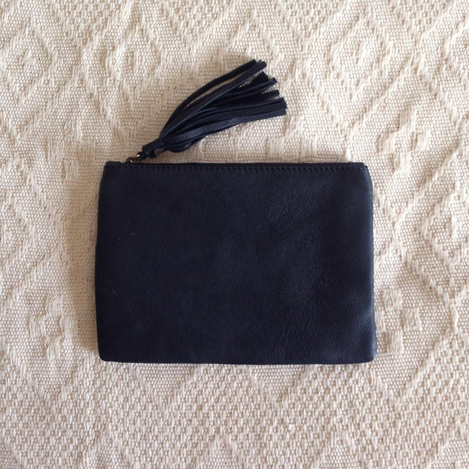 Elise Leather Pouch- Black