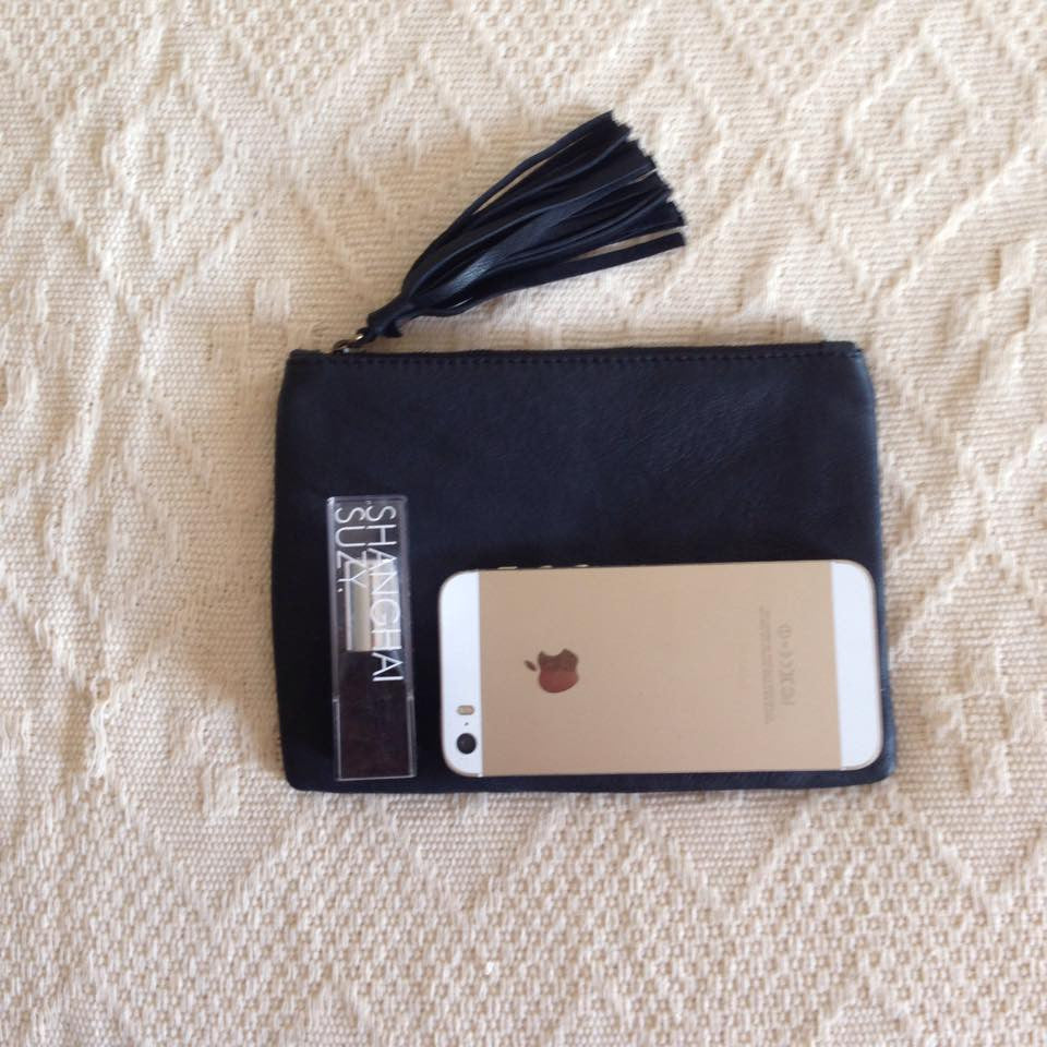 Elise Leather Pouch- Zebra Cowhide/Vintage Brown