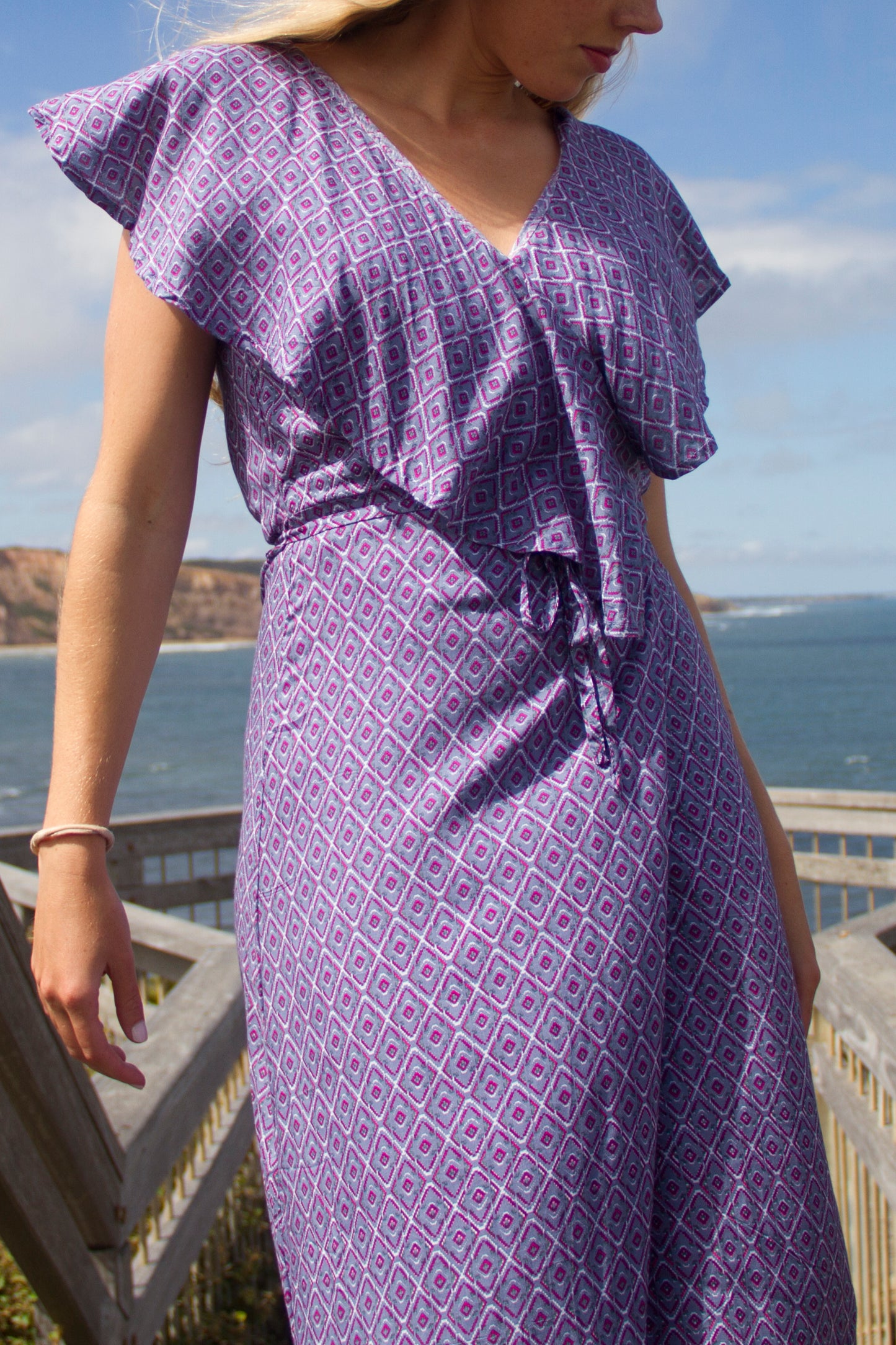 Flamingo Wrap Dress Amethyst Jewel