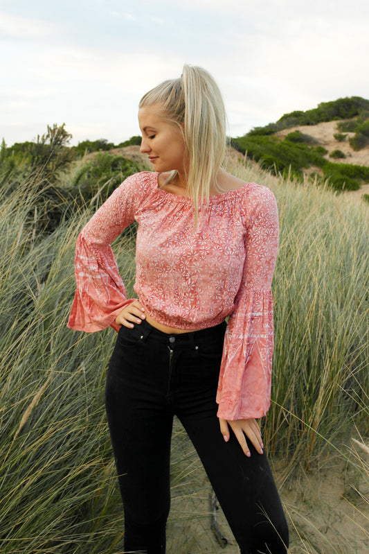 Caitie Bell Sleeve Top- Faded Pink