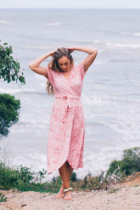 Meg Wrap Dress- Faded Pink