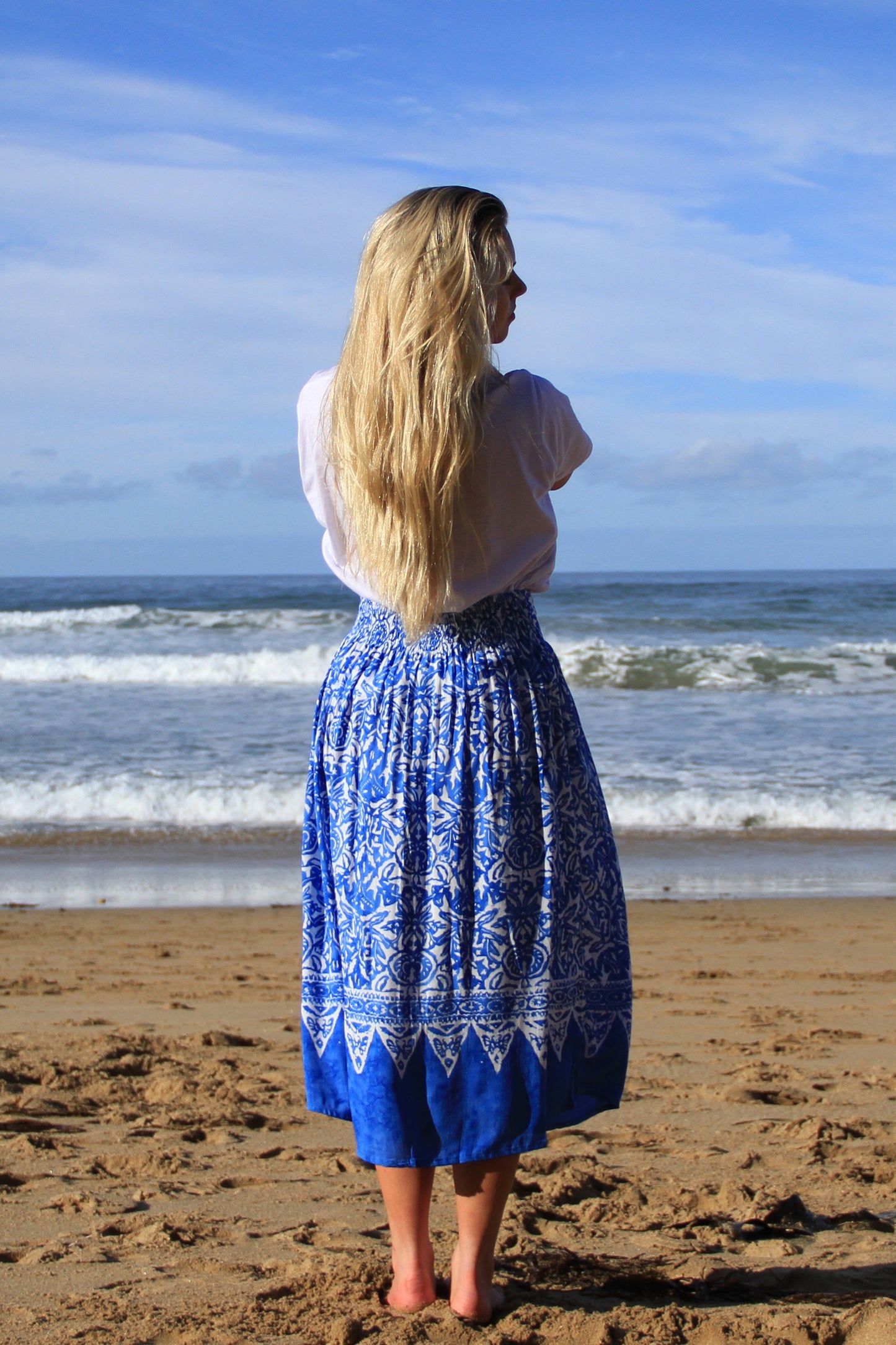 Boho Skirt- Delft Blue